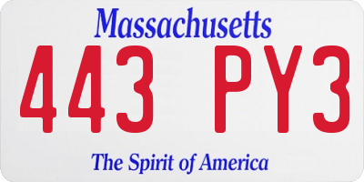 MA license plate 443PY3