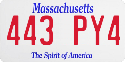 MA license plate 443PY4