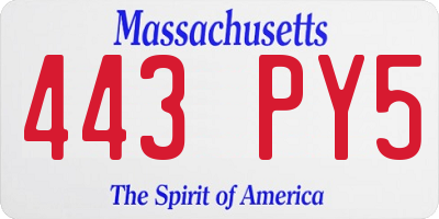 MA license plate 443PY5