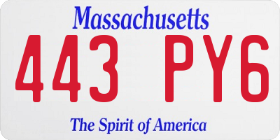MA license plate 443PY6
