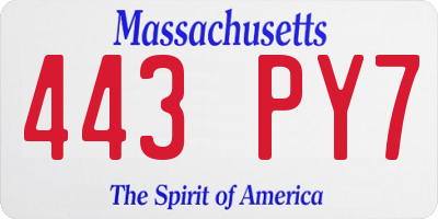 MA license plate 443PY7