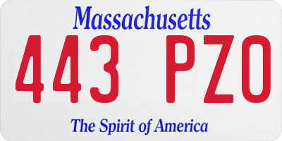 MA license plate 443PZ0