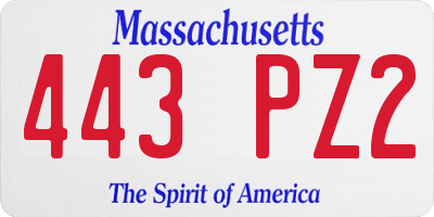 MA license plate 443PZ2