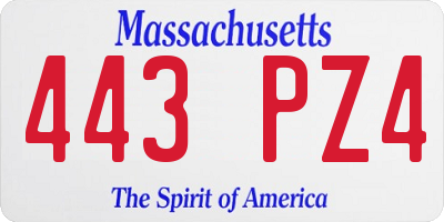 MA license plate 443PZ4