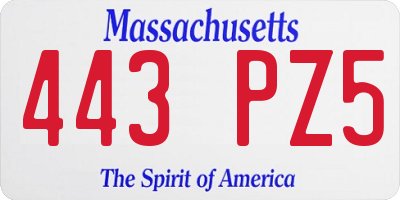 MA license plate 443PZ5