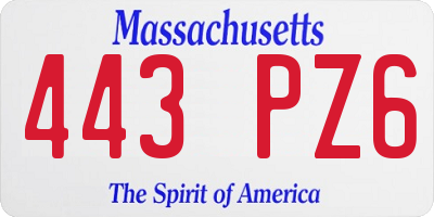 MA license plate 443PZ6