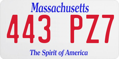 MA license plate 443PZ7