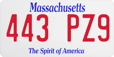 MA license plate 443PZ9