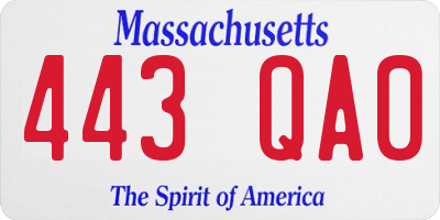 MA license plate 443QA0