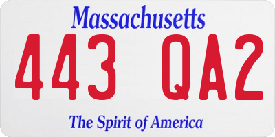 MA license plate 443QA2