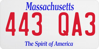 MA license plate 443QA3
