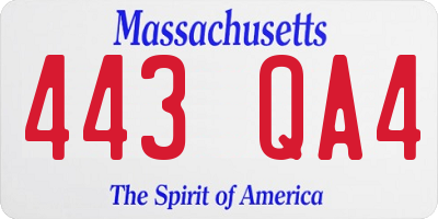 MA license plate 443QA4