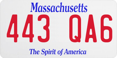 MA license plate 443QA6