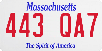 MA license plate 443QA7