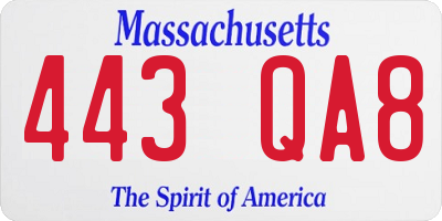 MA license plate 443QA8