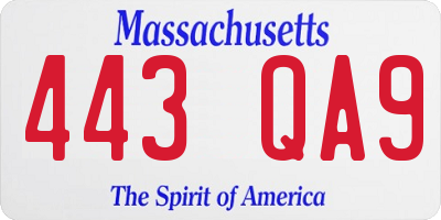 MA license plate 443QA9