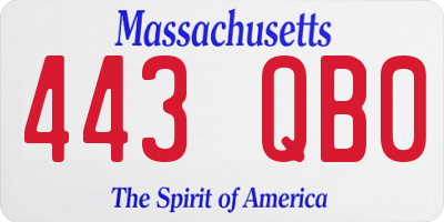 MA license plate 443QB0