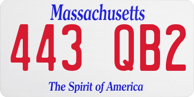 MA license plate 443QB2