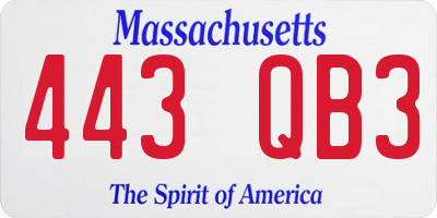 MA license plate 443QB3