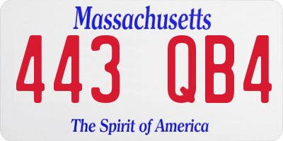 MA license plate 443QB4