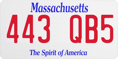 MA license plate 443QB5