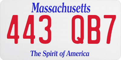 MA license plate 443QB7