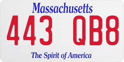 MA license plate 443QB8