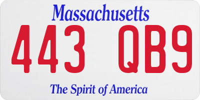 MA license plate 443QB9