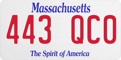MA license plate 443QC0