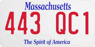 MA license plate 443QC1