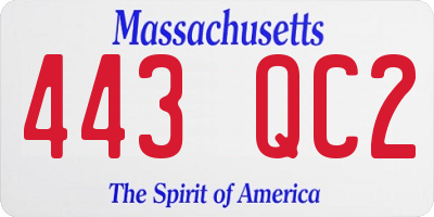 MA license plate 443QC2