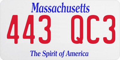 MA license plate 443QC3