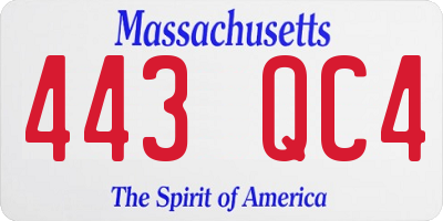 MA license plate 443QC4