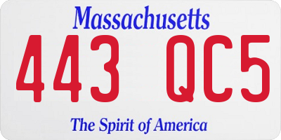 MA license plate 443QC5