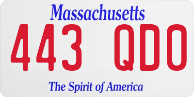 MA license plate 443QD0