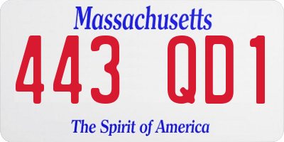 MA license plate 443QD1