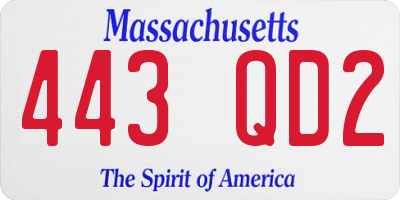 MA license plate 443QD2
