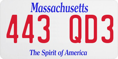 MA license plate 443QD3