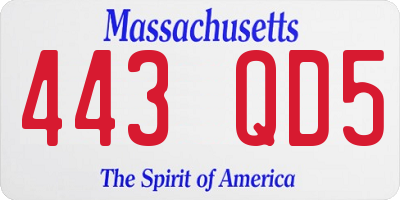 MA license plate 443QD5