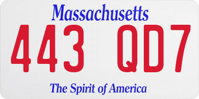 MA license plate 443QD7