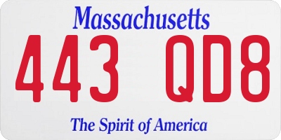MA license plate 443QD8