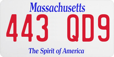 MA license plate 443QD9