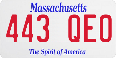 MA license plate 443QE0