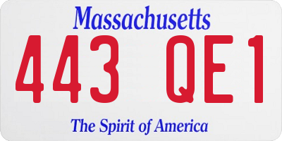 MA license plate 443QE1