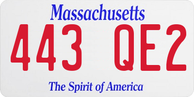 MA license plate 443QE2