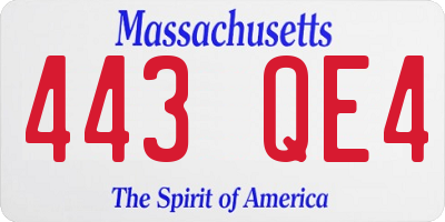 MA license plate 443QE4