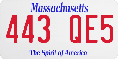 MA license plate 443QE5