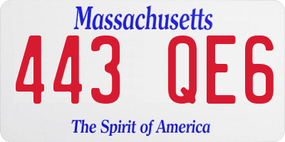 MA license plate 443QE6