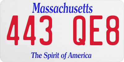 MA license plate 443QE8