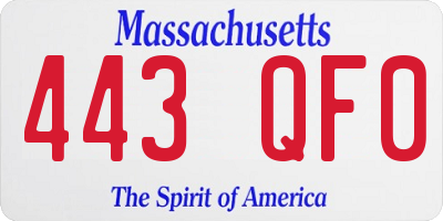 MA license plate 443QF0